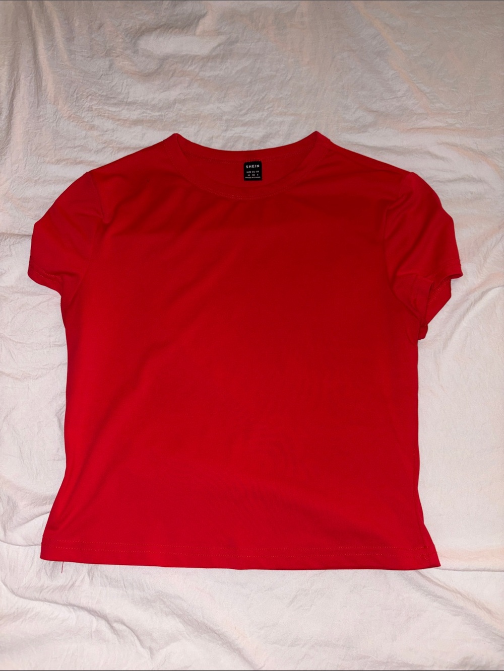 SHEIN Bright Red Short Sleeve Crewneck Tee
